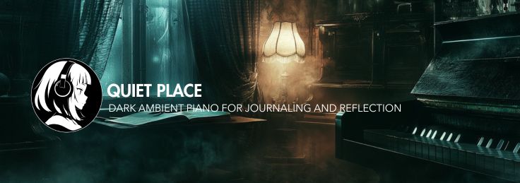 Dark ambient journaling room with open notebook