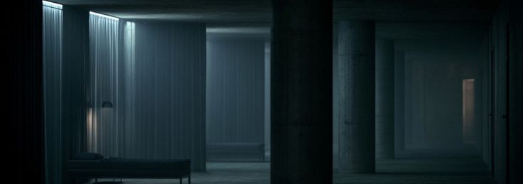 Liminal nighttime corridor representing Deep Sleep Corridor ambient music