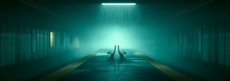Rain was falling inside the station