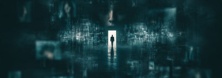 Dark archive room with glowing computer representing AI memory preservation and digital ghosts